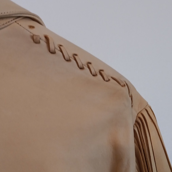 Men's leather jacket "Cowboy Club " size Large color  Tan - Picture 12 of 13